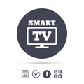 Widescreen Smart TV sign icon. Television set.