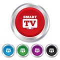 Widescreen Smart TV sign icon. Television set.