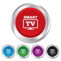 Widescreen Smart TV sign icon. Television set.