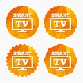 Widescreen Smart TV sign icon. Television set.