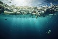 Widespread Problem, Massive Collection of Trash Plaguing the Ocean, Ocean pollution caused by plastic bottles and microplastics, Royalty Free Stock Photo