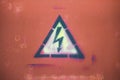 High voltage attention icon. Electric danger symbol. Attention sign with thunderbolt icon. Risk sign.