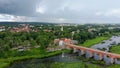 The Widest Waterfall in Europe in Latvia Kuldiga and Brick Bridge Across the River Venta in the Evening After Sunrise Royalty Free Stock Photo