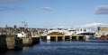 A Wideview of Fraserburgh Harbour. with small boats also Fishing Boats at Fraserburgh Harbour. Aberdeenshire, Scotland, UK.