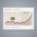 Widget with growing line chart and icons.