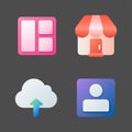 Widget, shop, cloud and account icon in gradient style. Royalty Free Stock Photo