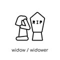 widow / widower icon. Trendy modern flat linear vector widow / w Royalty Free Stock Photo