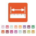 The width measurement icon. Ruler and straightedge, scale symbol. Flat Royalty Free Stock Photo