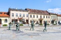 WIELICZKA, POLAND - APRIL 15, 2019: Monument of medieval salt mine worker at the main market square