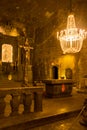 Wieliczka, Poland: Tourists visiting the main hall in the Wieliczka Salt Mine, one of the world`s oldest salt mines