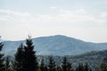 Wielka Czantoria from viee tower on Stary GroÃâ hill in springtime Beskid Slaski mountains in Poland