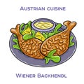 Wiener Backhendl is a traditional Austrian dish consisting of fried chicken coated in breadcrumbs