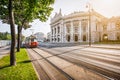 Wiener Ringstrasse with Burgtheater and tram at sunrise, Vienna, Austria Royalty Free Stock Photo