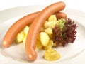 Fine Meat - Wiener Sausages with Potato Salad and Mustard Royalty Free Stock Photo