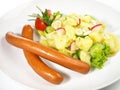 Wiener Sausages with Potato Salad and Mustard - Isolated Royalty Free Stock Photo
