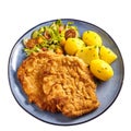 Wiener Schnitzel with boiled potatoes Royalty Free Stock Photo