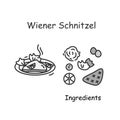 Wiener Schnitzel icon. Traditional Austrian cuisine meat cutlet recipe simple vector illustration