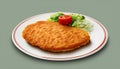 Wiener schnitzel with tomato and salad on a plate