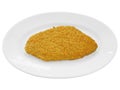 Wiener Schnitzel on white dish.