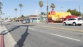 Wienerschnitzel hot dog fast food on pacific coast highway 1, historic route 101 in California USA. Royalty Free Stock Photo
