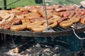 Wienerwurst on a barbecue grill Royalty Free Stock Photo