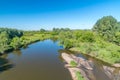 Wieprz River to the Vistula River at sunny day Royalty Free Stock Photo