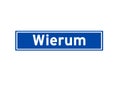 Wierum isolated Dutch place name sign. City sign from the Netherlands.