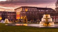 Wiesbaden Kurhaus and Casino Building with the colors of the sunset, in a winter day