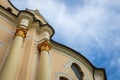 Wieskirche Pilgrimage Church with cloudy blue sky  in Bavaria Royalty Free Stock Photo