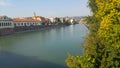 Wiew from the Adige river bridg on Verona sunbathing Royalty Free Stock Photo