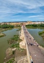 Wiew of the Roman Bridge, Umayyad Mosque Cathedral, Gudalquivir River and view of the old town of CÃÂ³rdoba from the top of the