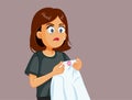 Jealous Woman Holding Lipstick-Stained Shirt Vector Cartoon