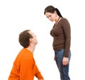 Wife and husband yelling to each other Royalty Free Stock Photo