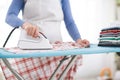Wife ironing shirt Royalty Free Stock Photo