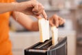 Roasting bread on electric toaster