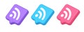 Wifi available access button wireless internet connection signal 3d realistic speech bubble isometric icon