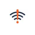 Wifi bad connection problem icon. Lost network wifi error internet vector warning concept. Wifi signal wave phone symbol