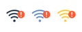 Wifi bad connection problem icon. Lost network wifi error internet vector warning concept. Wifi signal wave phone symbol