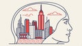 Wifi brain city, smart urban mind, intelligent city, brain skyline, Vector Design, Generative AI