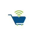 Wifi and cart logo design. Online Shop Logo designs Royalty Free Stock Photo