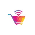 Wifi and cart logo design. Online Shop Logo designs Royalty Free Stock Photo