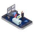 WiFi connect mobile security system isometric vector concept