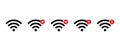 Wifi connection icon set with error and alert icon. Wireless network status, internet problem, and signal warning symbol Royalty Free Stock Photo