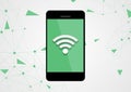 Wifi connection by mobile phone tech background