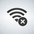 Wifi connection signal icon with cross or delete mark in the circle. illustration on modern background. Royalty Free Stock Photo