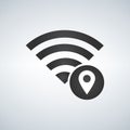 Wifi connection signal icon with map pointer or location in the