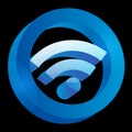 WiFi 3D Wireless Network Icon Black Background