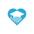 Wifi education heart shape concept logo design