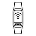 Wifi fitness band icon outline vector. Watch app