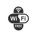 Wifi free internet sign icon in flat style. Wi-fi wireless technology vector illustration on white isolated background. Network w Royalty Free Stock Photo